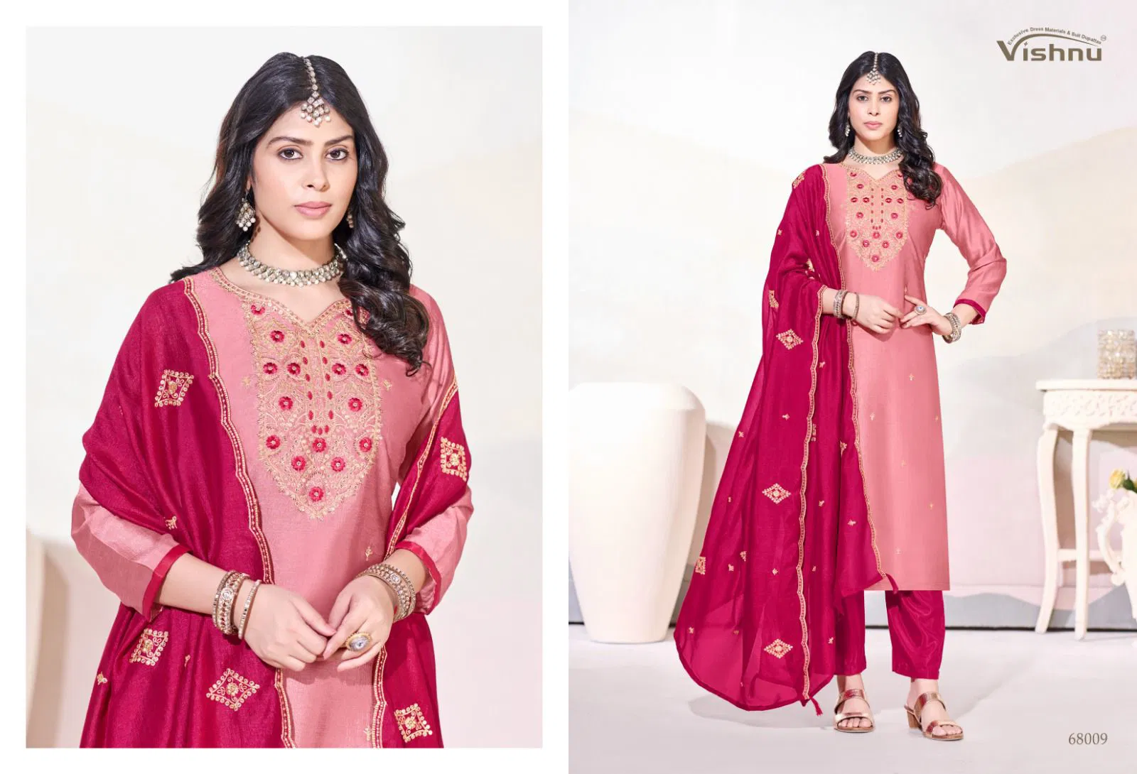 Vishnu Arunika Vichitra Silk With Work Dress Material Collection