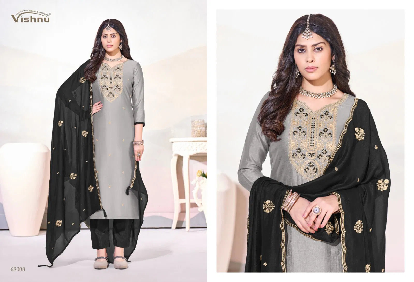 Vishnu Arunika Vichitra Silk With Work Dress Material Collection