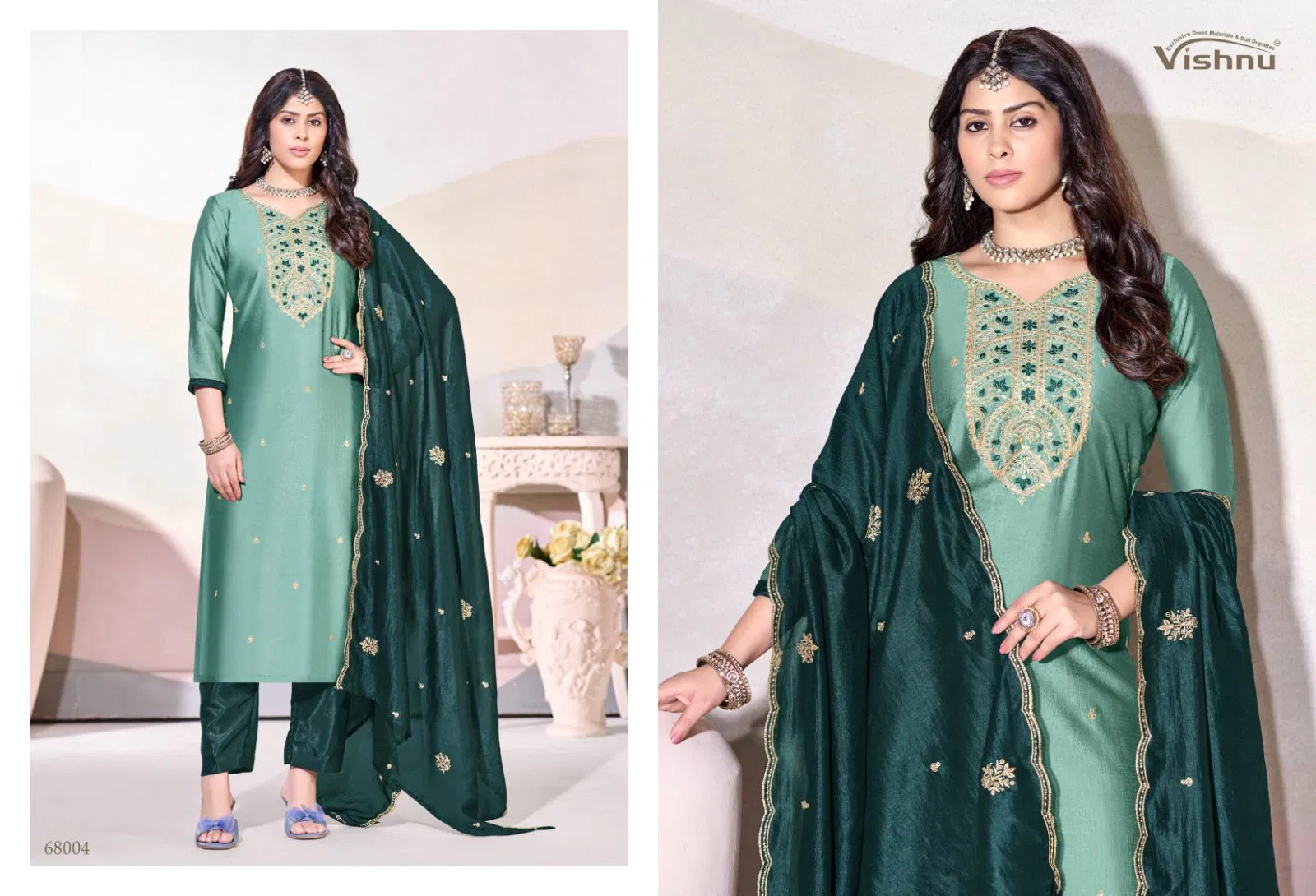 Vishnu Arunika Vichitra Silk With Work Dress Material Collection