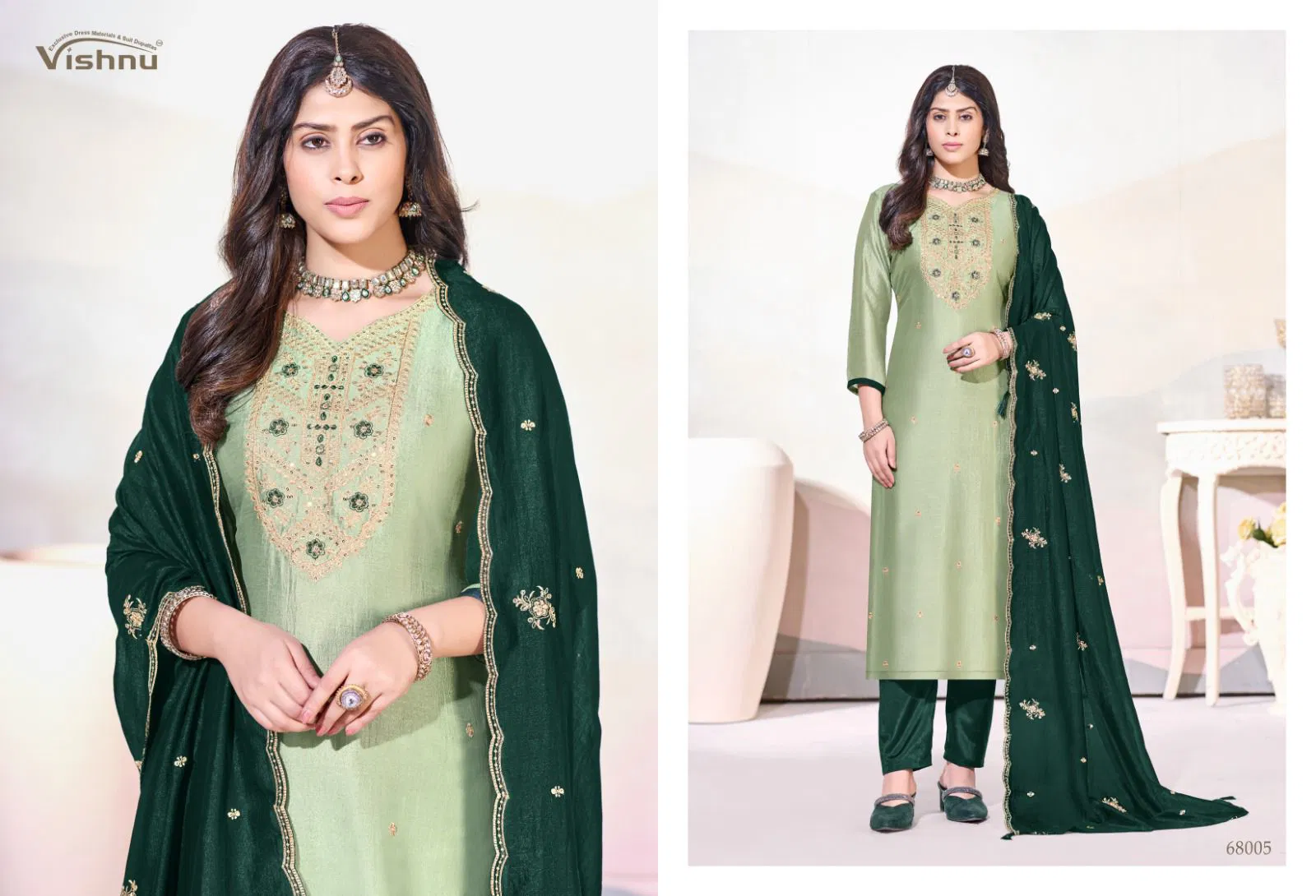 Vishnu Arunika Vichitra Silk With Work Dress Material Collection