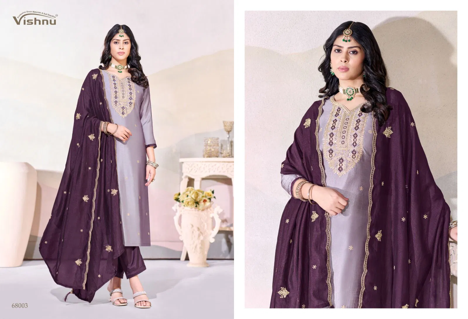 Vishnu Arunika Vichitra Silk With Work Dress Material Collection