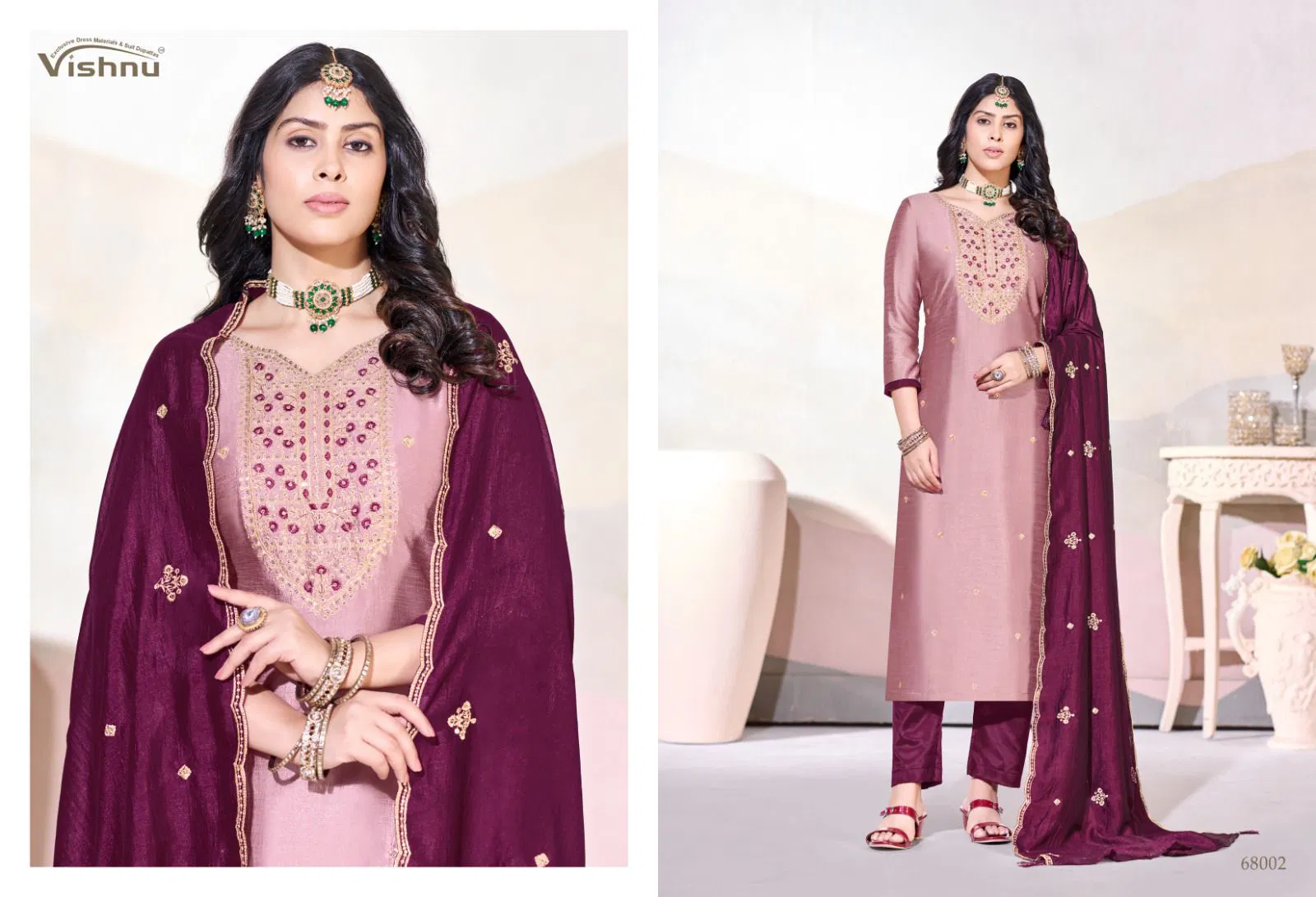 Vishnu Arunika Vichitra Silk With Work Dress Material Collection