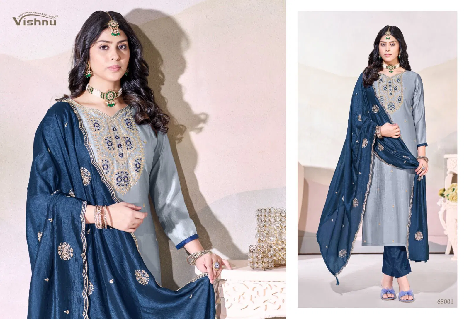 Vishnu Arunika Vichitra Silk With Work Dress Material Collection