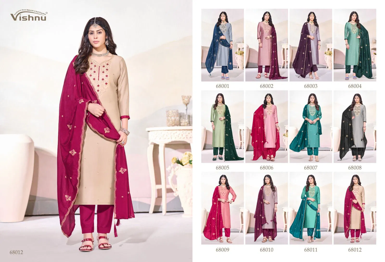 Vishnu Arunika Vichitra Silk With Work Dress Material Collection