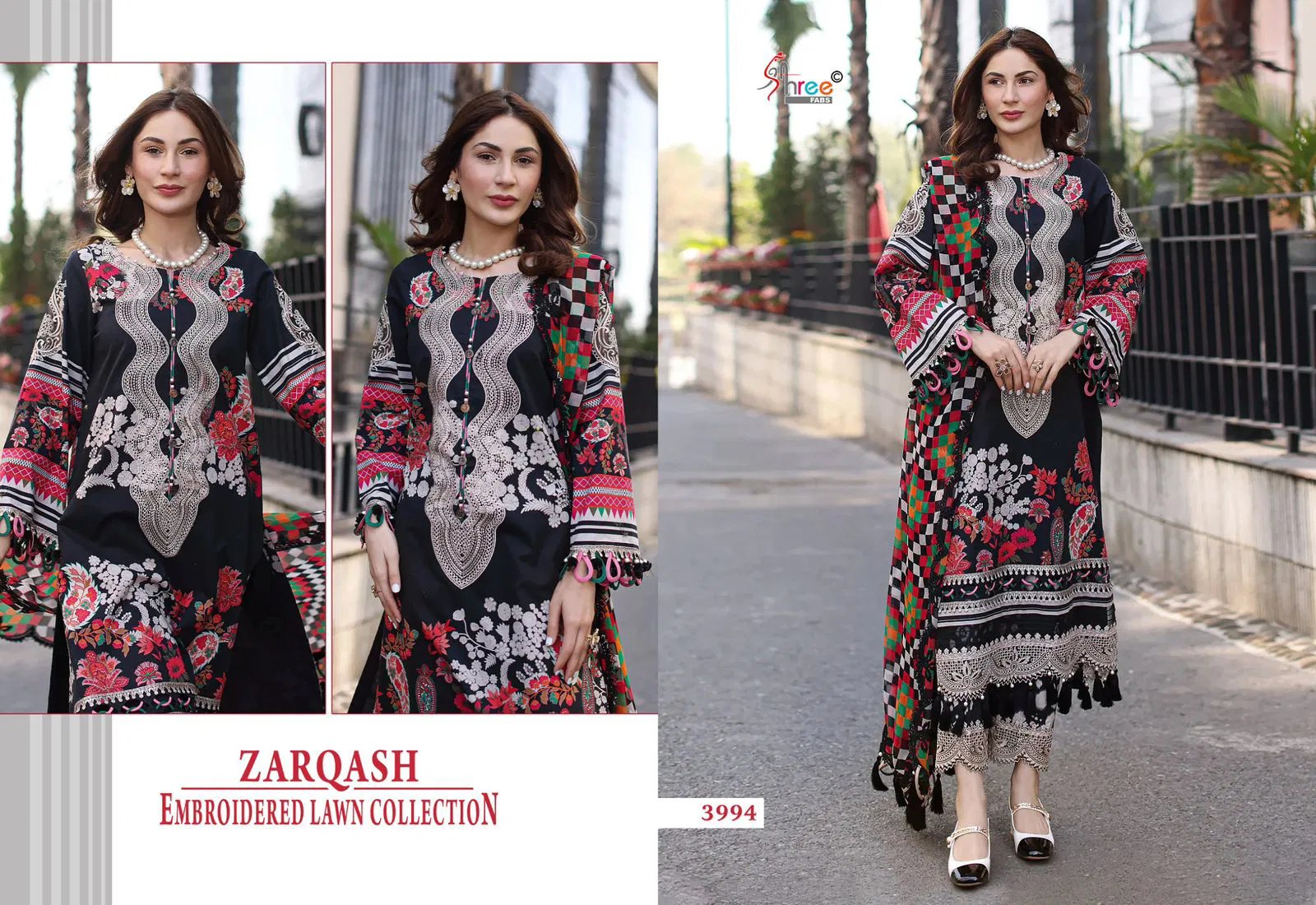 Shree Zarqash Chiffon Dupatta Cotton Print Pakistani Salwar Kameez Collection 