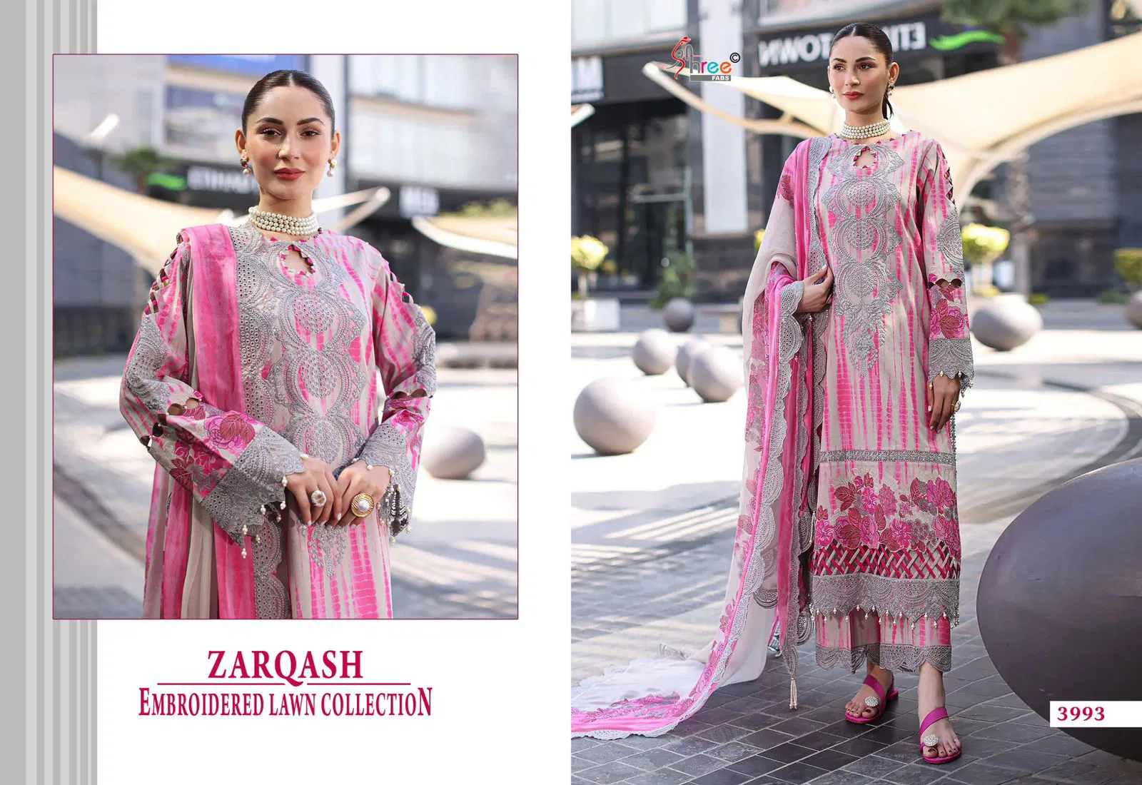Shree Zarqash Chiffon Dupatta Cotton Print Pakistani Salwar Kameez Collection 