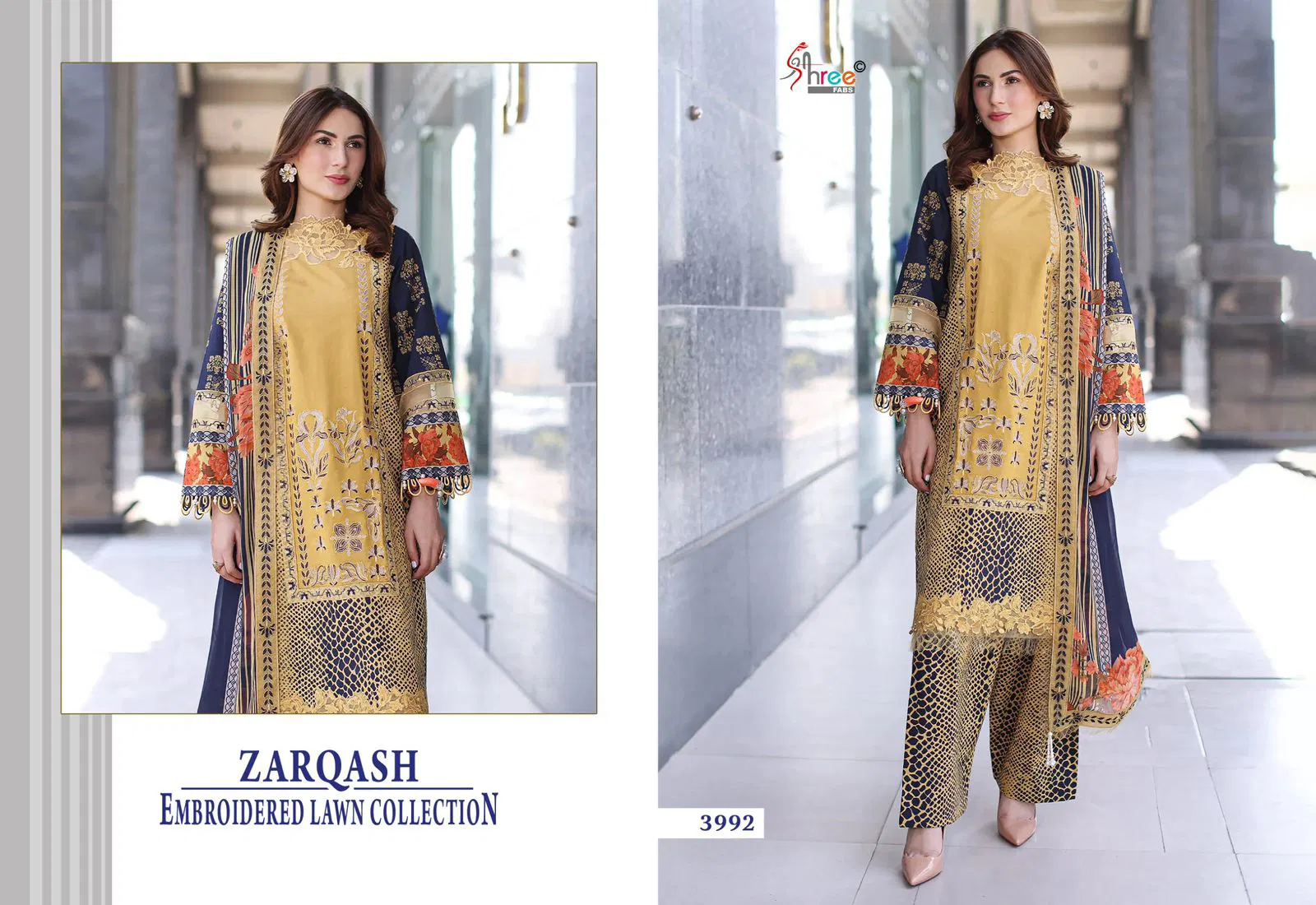 Shree Zarqash Chiffon Dupatta Cotton Print Pakistani Salwar Kameez Collection 