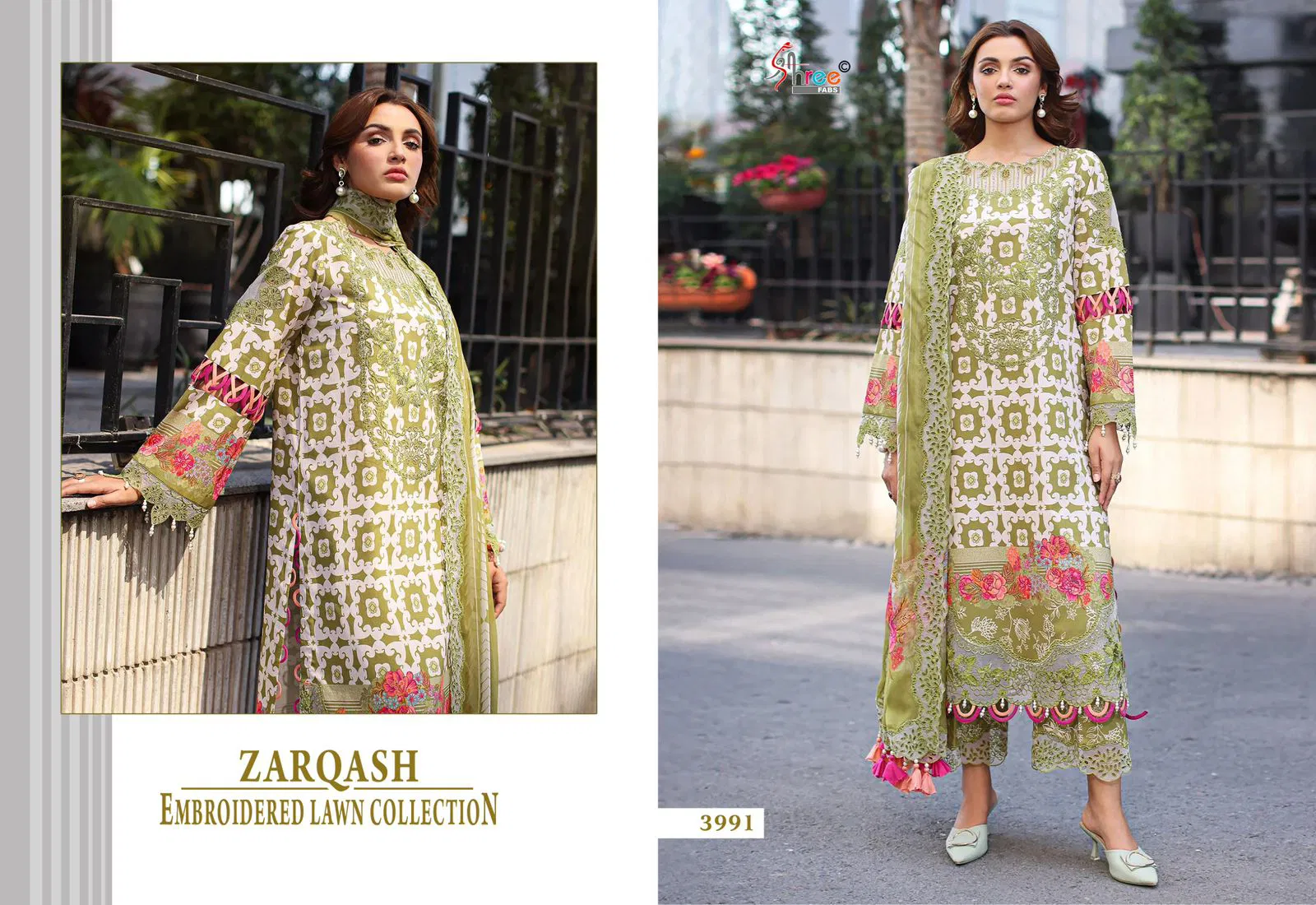 Shree Zarqash Chiffon Dupatta Cotton Print Pakistani Salwar Kameez Collection 