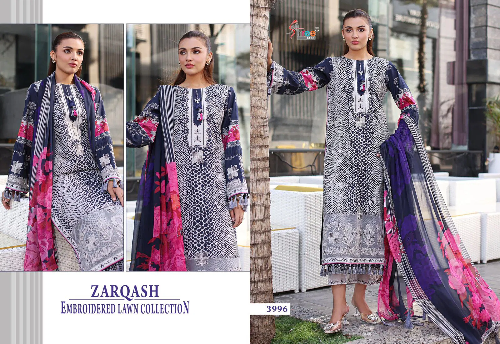Shree Zarqash Chiffon Dupatta Cotton Print Pakistani Salwar Kameez Collection 
