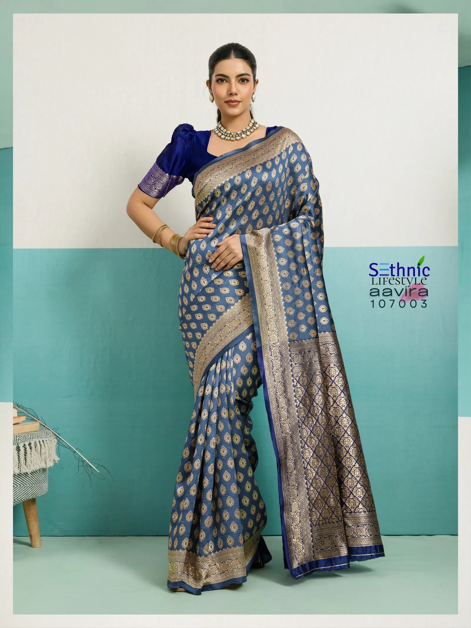 Sethnic Aavira Banarasi Silk With Zari Work Festival Wear Saree Collection