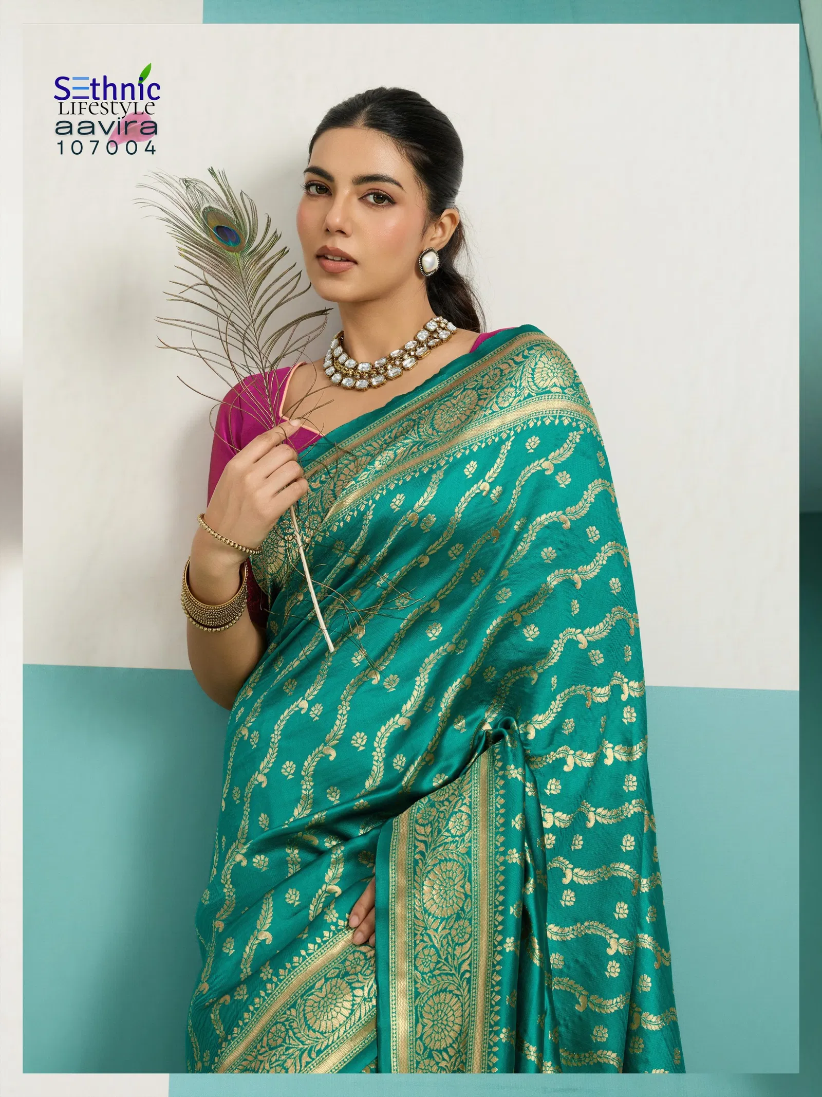 Sethnic Aavira Banarasi Silk With Zari Work Festival Wear Saree Collection