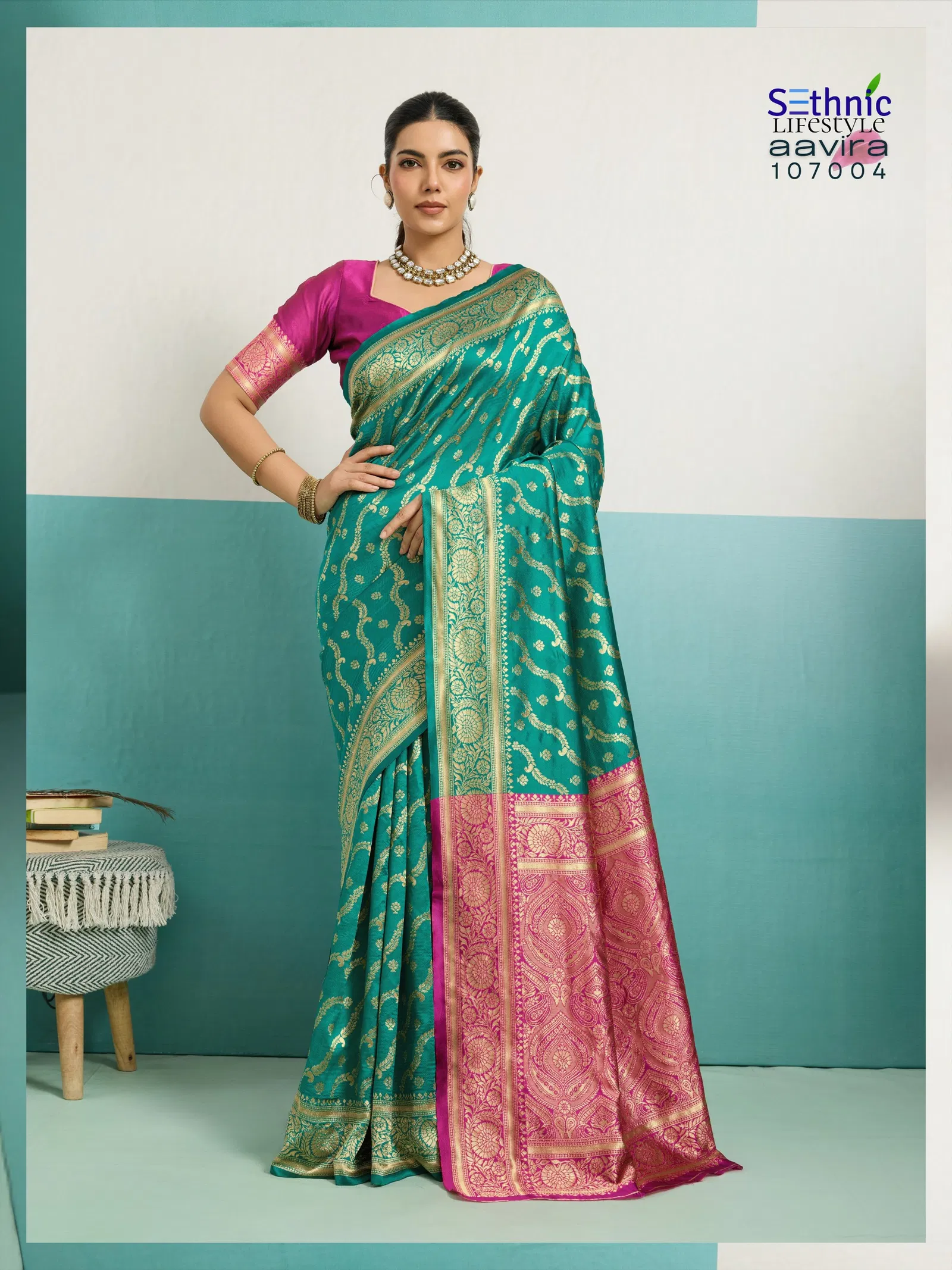 Sethnic Aavira Banarasi Silk With Zari Work Festival Wear Saree Collection