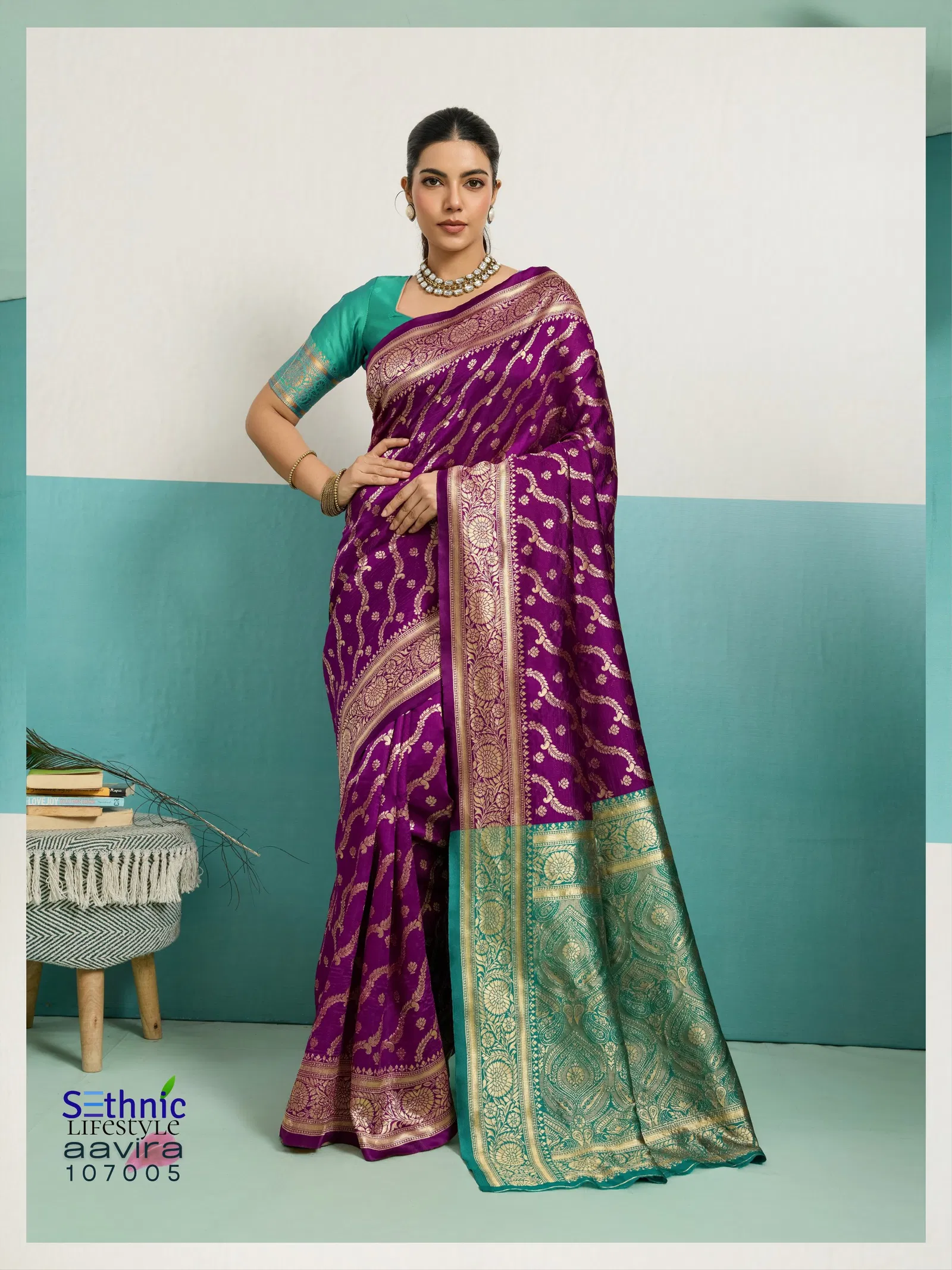 Sethnic Aavira Banarasi Silk With Zari Work Festival Wear Saree Collection