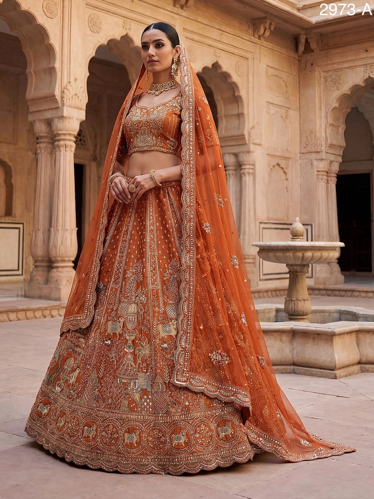 Anjani 2973 Attractive Elephant Embroidered Perfect Bridal Lehenga choli with Double Dupatta Collection