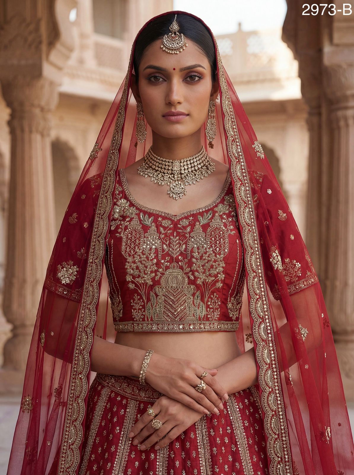 Anjani 2973 Attractive Elephant Embroidered Perfect Bridal Lehenga choli with Double Dupatta Collection