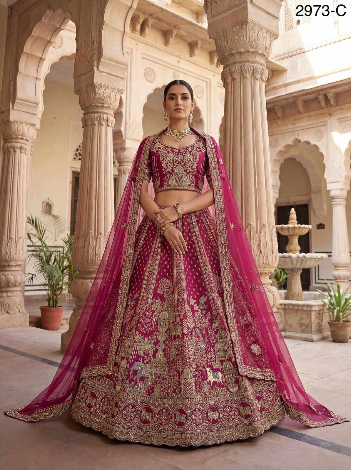 Anjani 2973 Attractive Elephant Embroidered Perfect Bridal Lehenga choli with Double Dupatta Collection