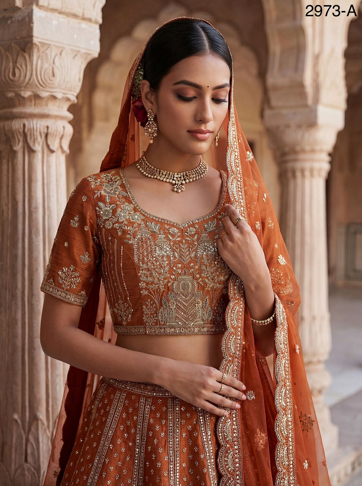 Anjani 2973 Attractive Elephant Embroidered Perfect Bridal Lehenga choli with Double Dupatta Collection