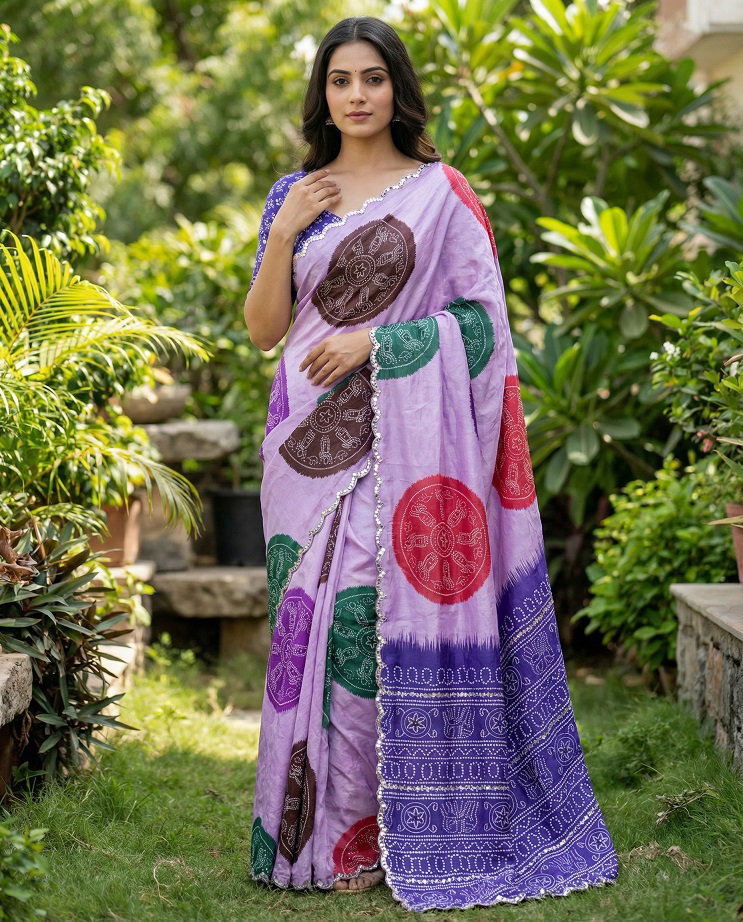 Mahek 213 Party Wear Embroidery Work Chinnon Saree with Un Stitched Blouse