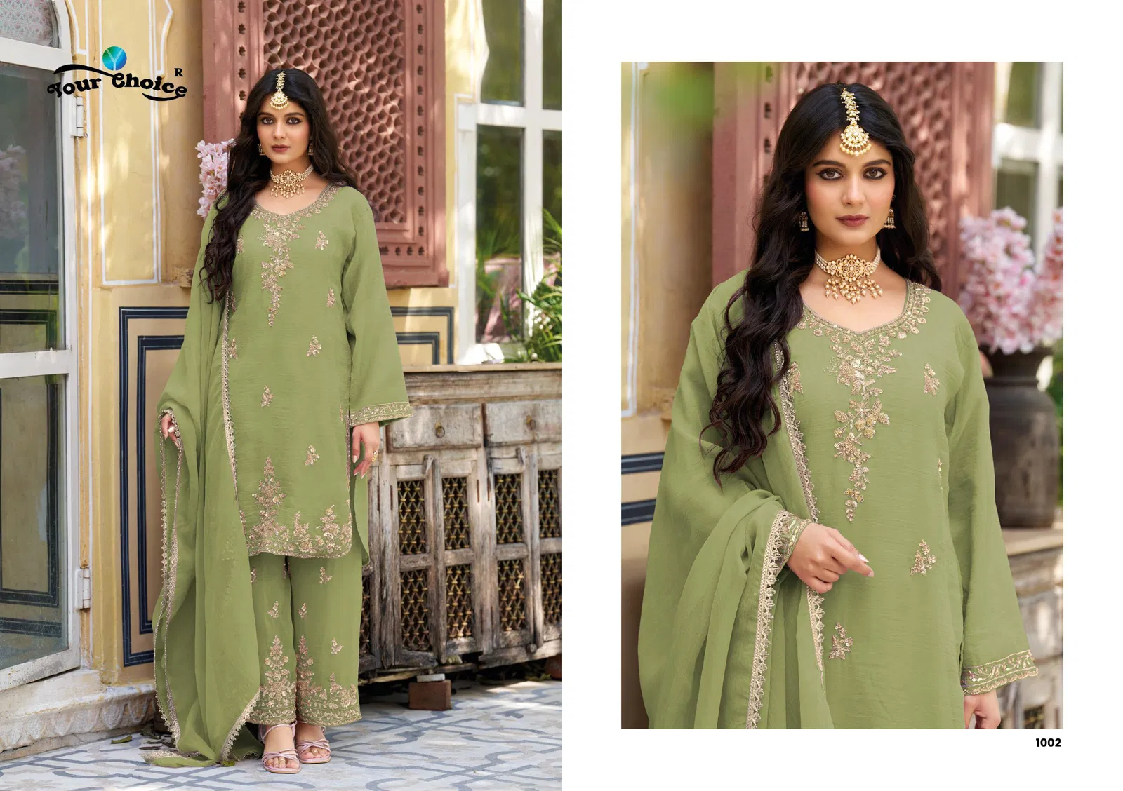 Your Choice Monoco Rose Gold With Beats Work Designer Salwar Kameez