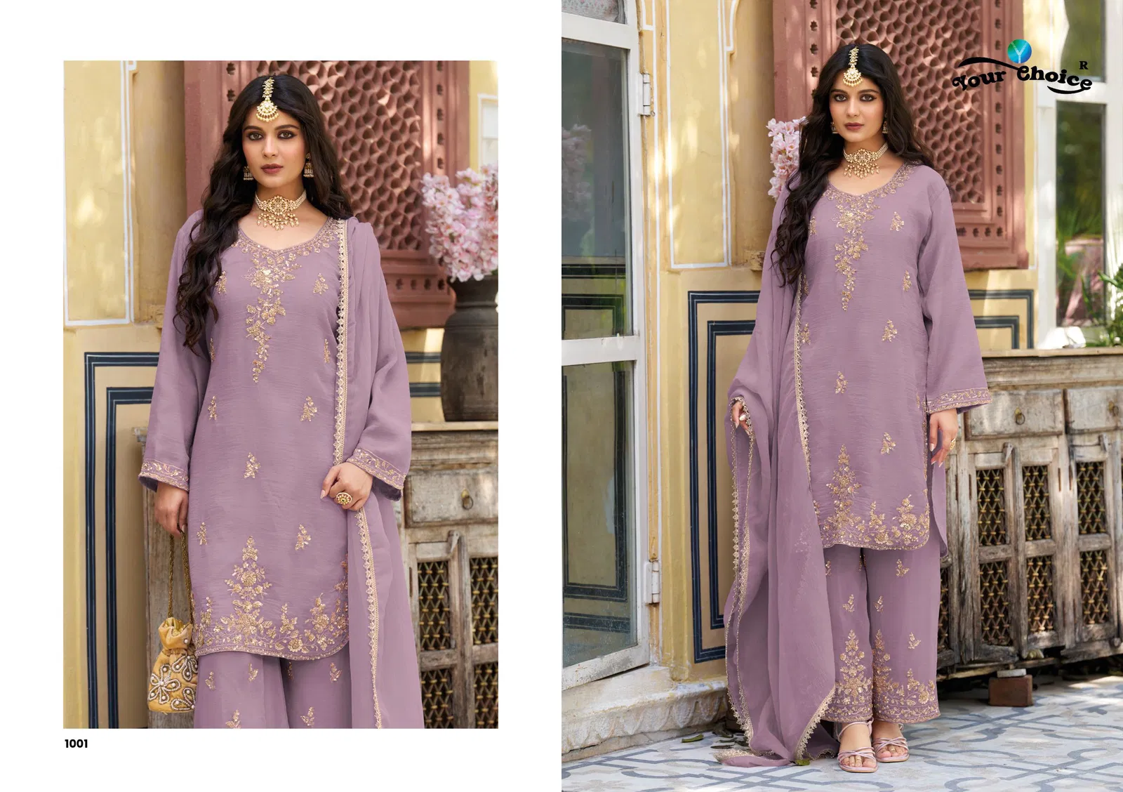 Your Choice Monoco Rose Gold With Beats Work Designer Salwar Kameez