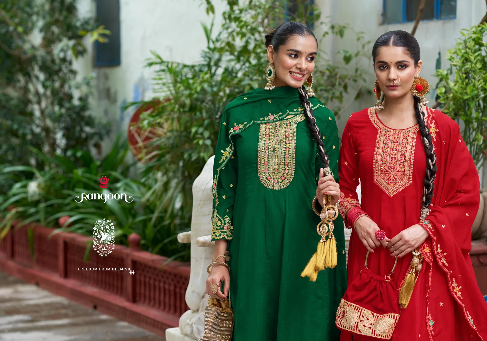 Rangoon Naveli Silk With Embroidery Work Anarkali Kurti Pant And Dupatta