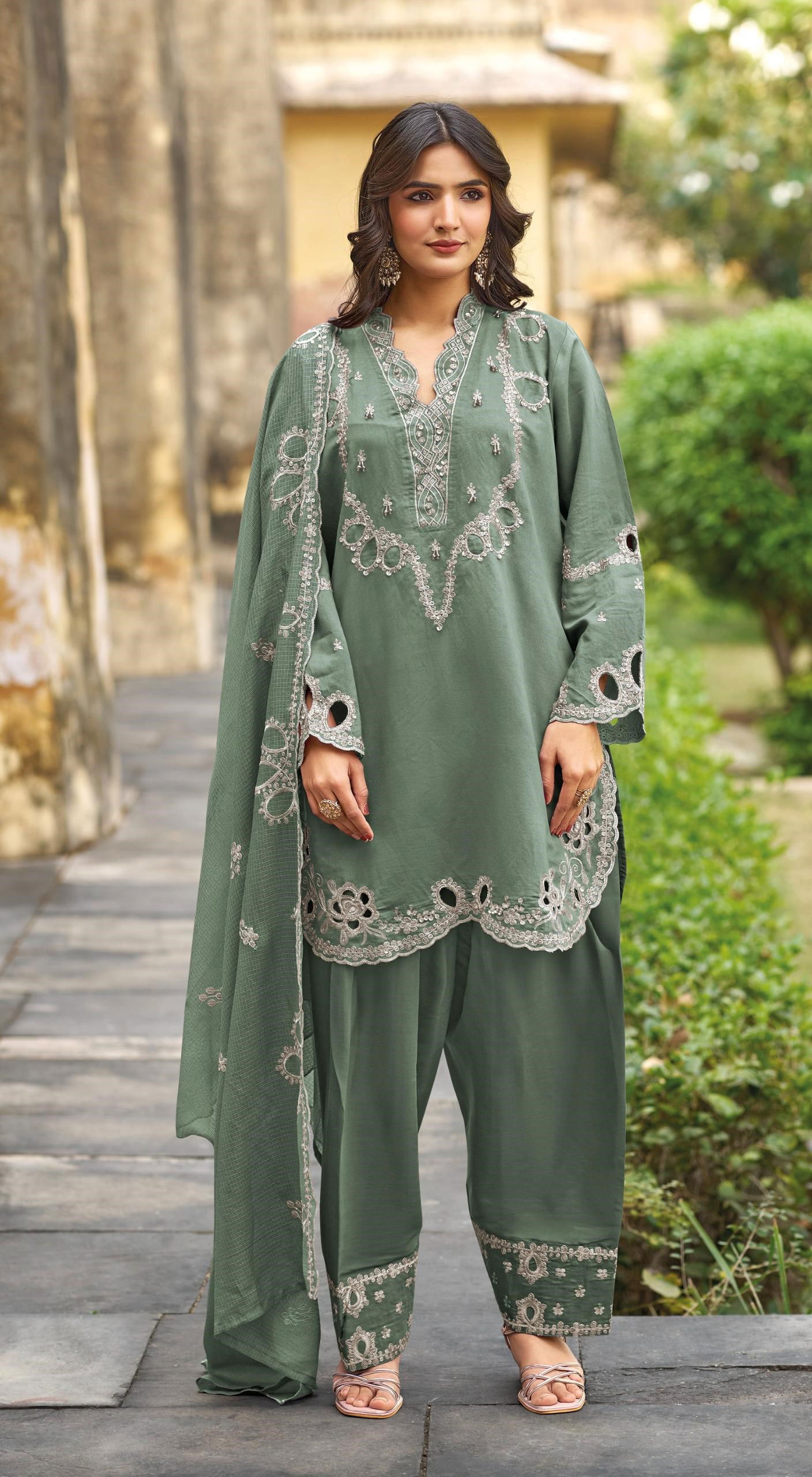 Shree Sr 2114 A To D Gadhwal Viscose With Khatli Work Salwar Kameez