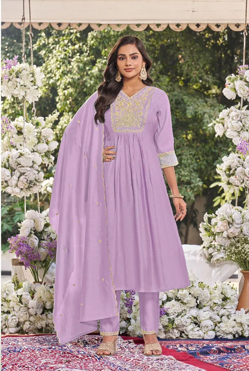 Vamika Noor Vol 1 Viscose With Jari Work Kurti Pant And Dupatta