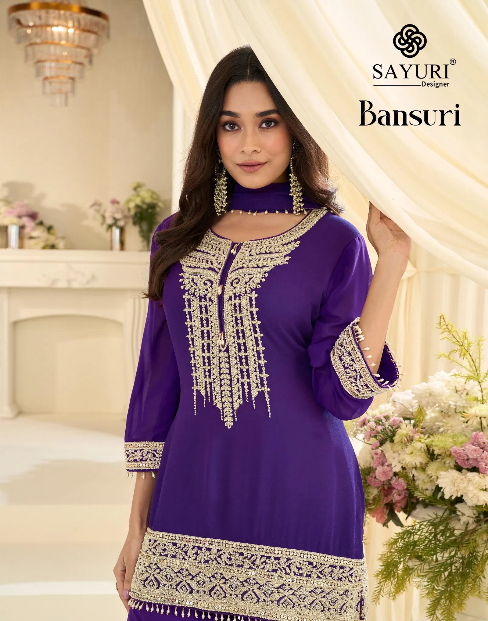 Sayuri Bansuri Georgette With Embroidered Work Top Bottom And Dupatta