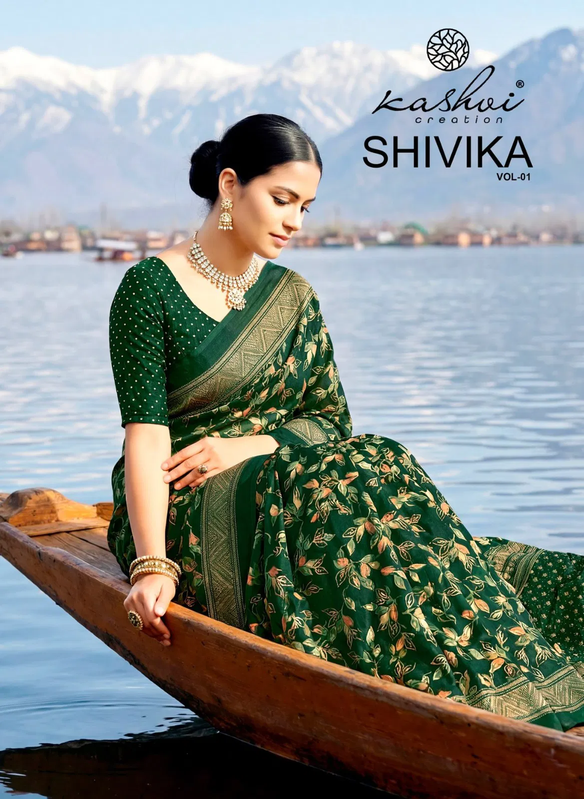 Kashvi Shivika Vol 1 Black Moss Foil Print Casual Wear Saree Collection
