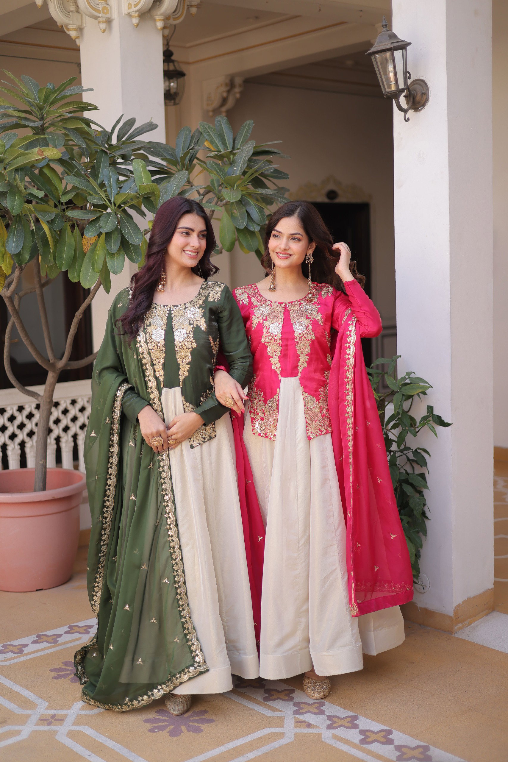 Lekha KA 1231 Glass Roman Sequins Embroidery Gown With Dupatta