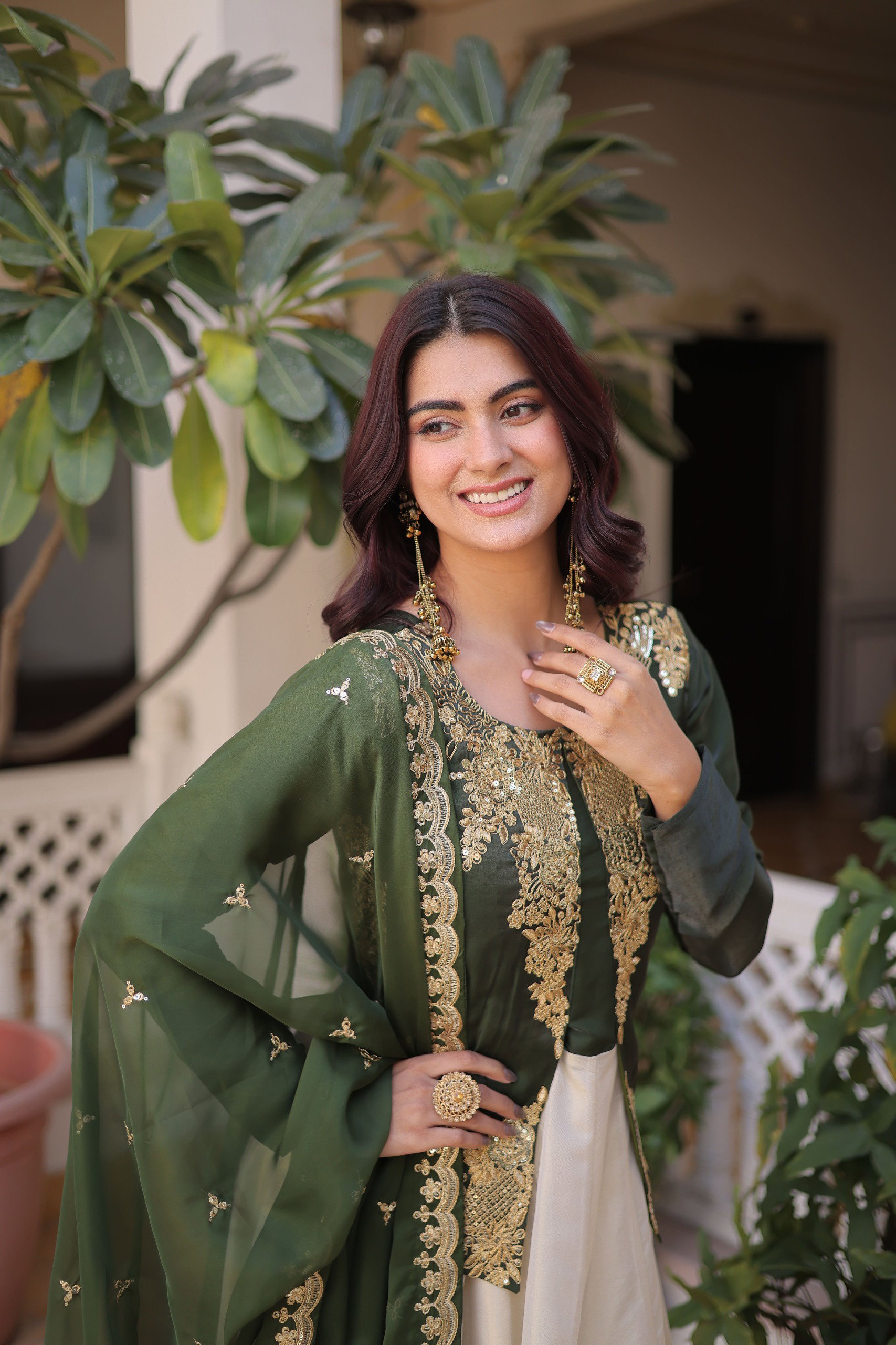Lekha KA 1231 Glass Roman Sequins Embroidery Gown With Dupatta