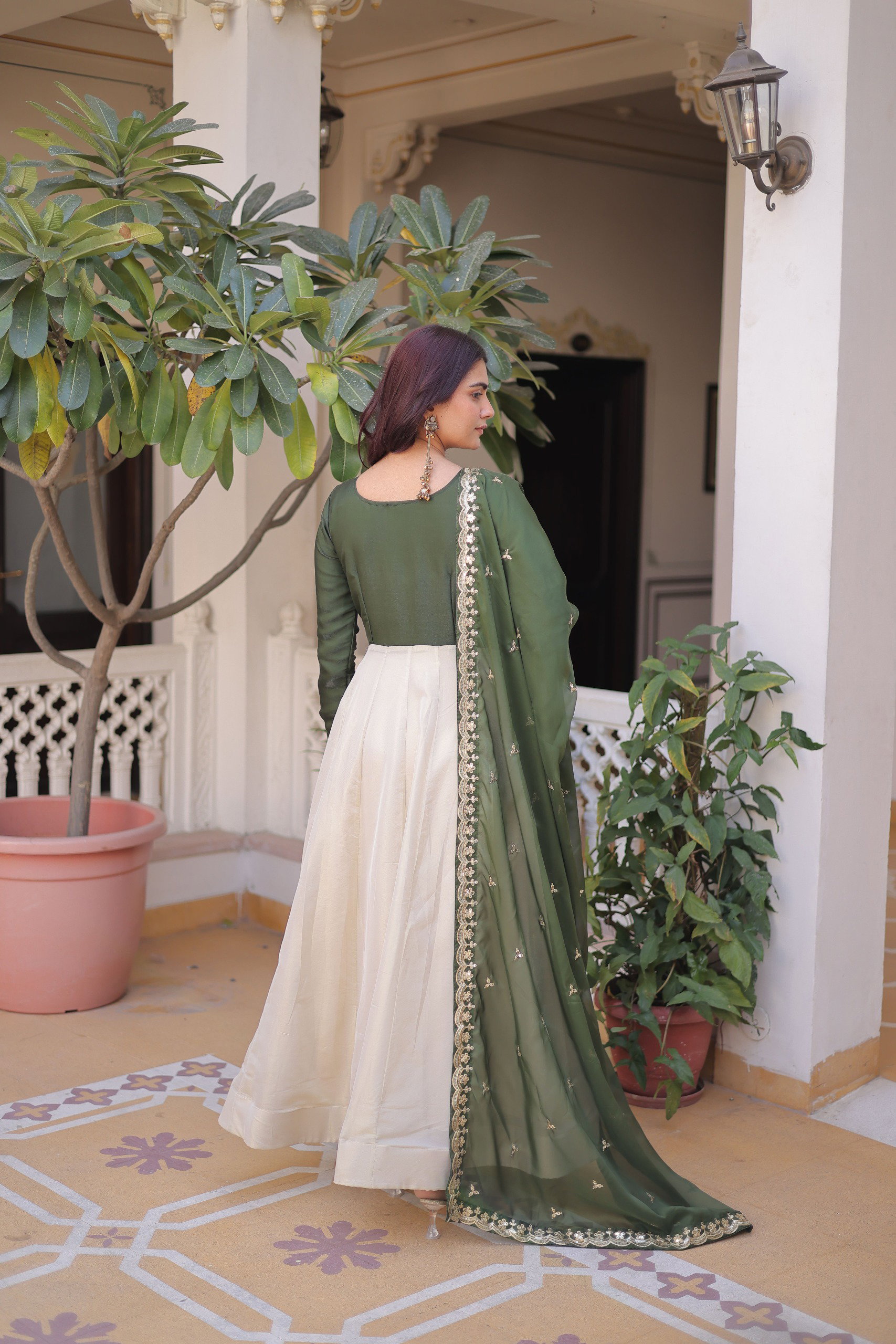Lekha KA 1231 Glass Roman Sequins Embroidery Gown With Dupatta