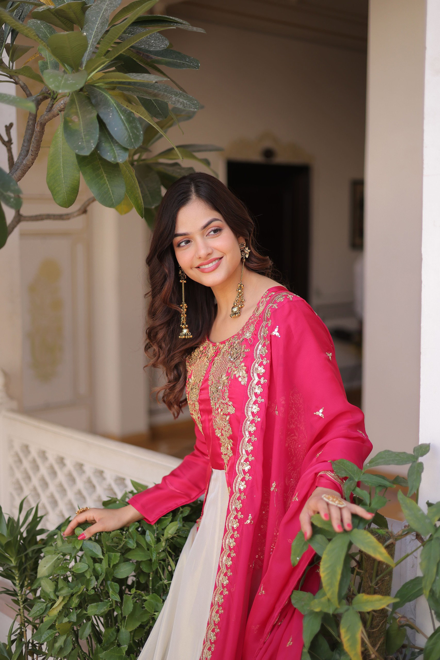 Lekha KA 1231 Glass Roman Sequins Embroidery Gown With Dupatta