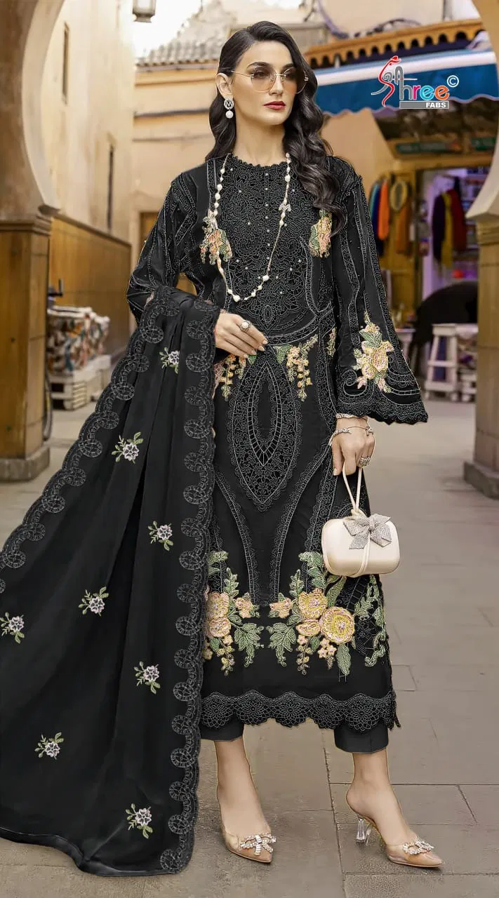 Shree Sf 5552 A To D Chiffon With Embroidery Work Pakistani Salwar Kameez
