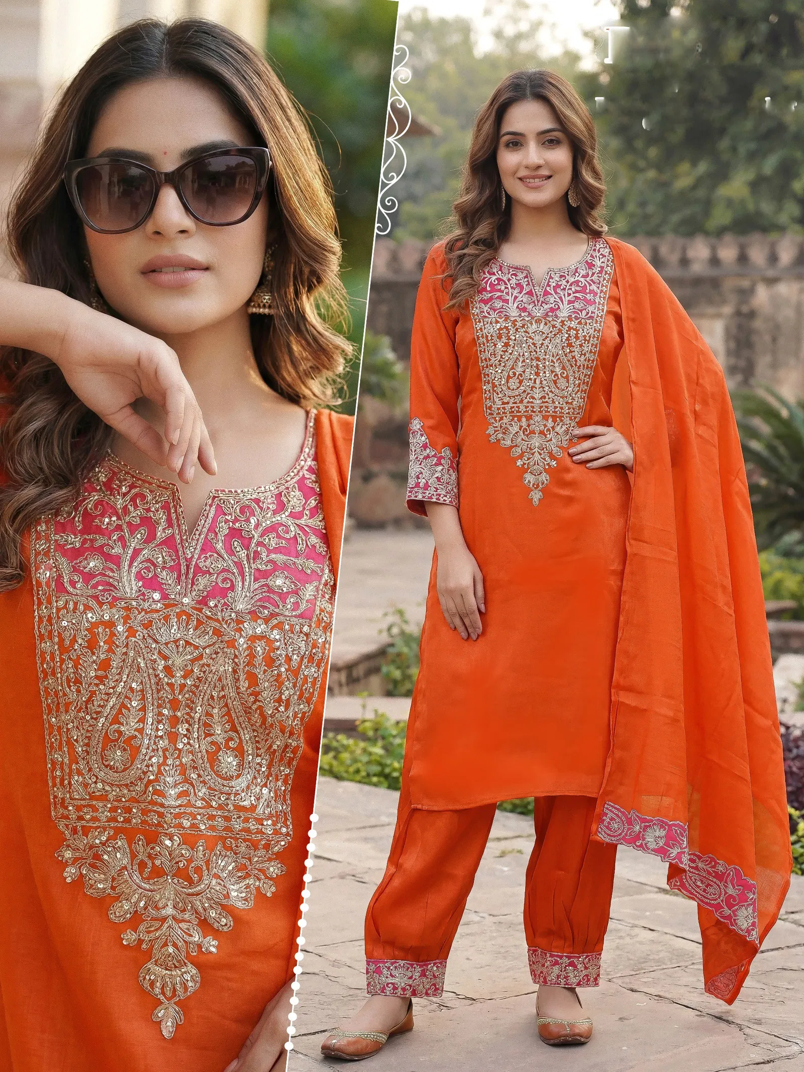Naisha K 661 Crush Silk With Work Kurti Pant And Dupatta Collection