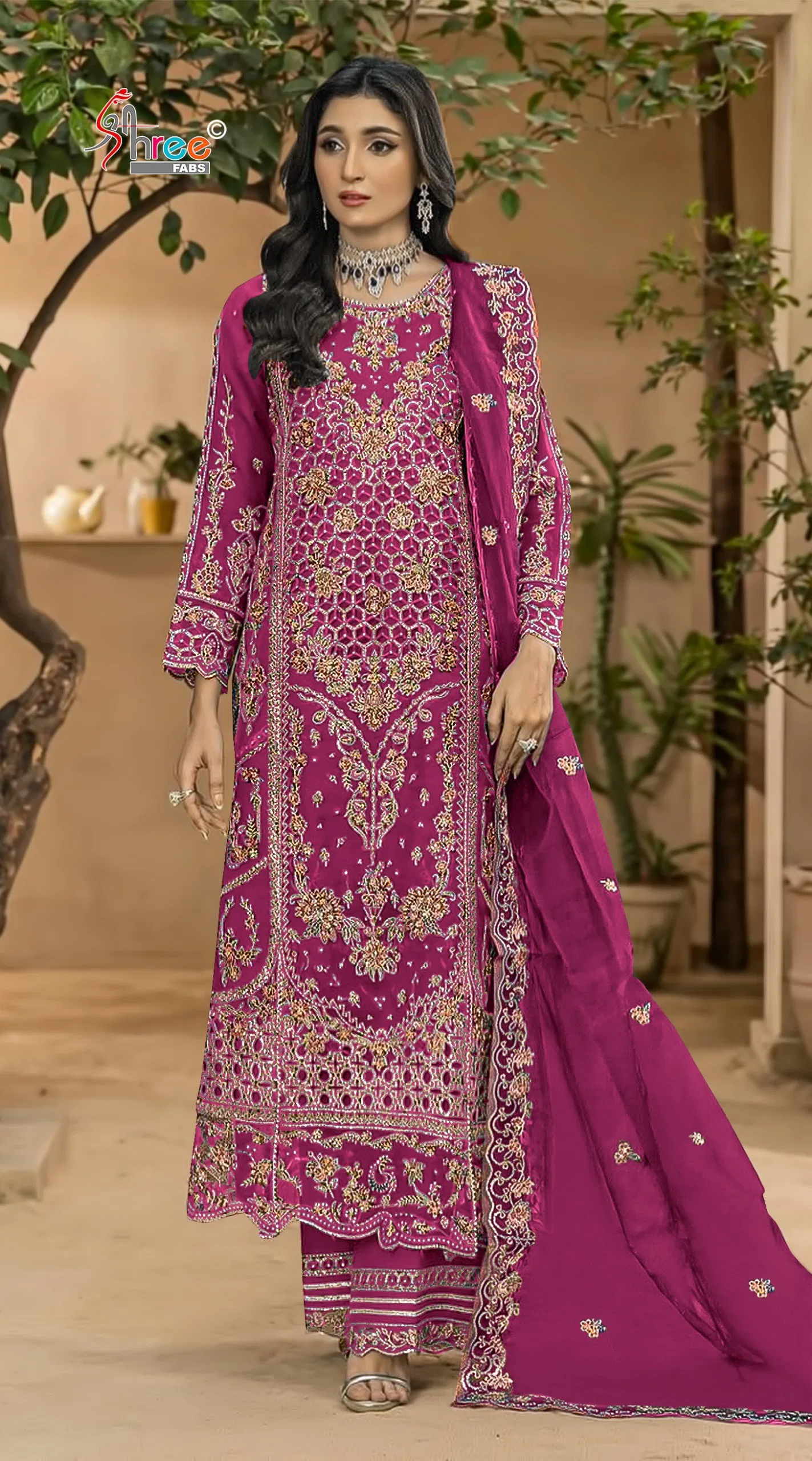 Shree Sf 5598 A To D Chiffon With Embroidery Work Pakistani Salwar Kameez