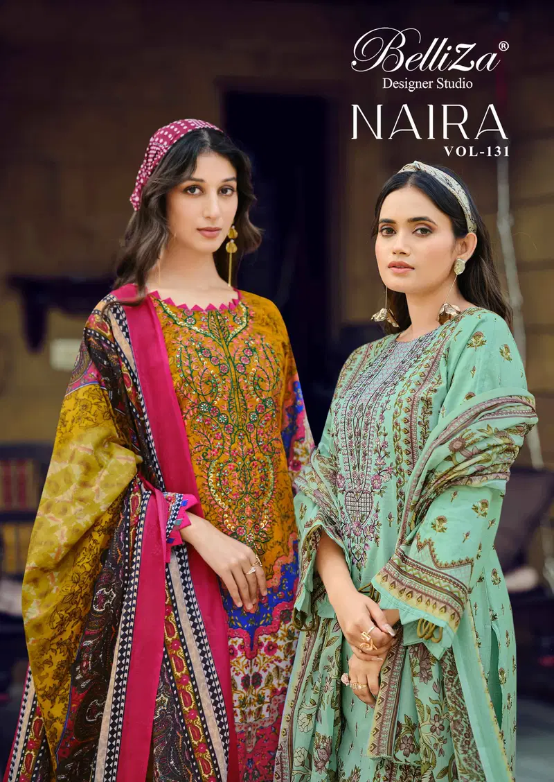Belliza Naira Vol 131 Cotton Digital Print With Work Dress Material