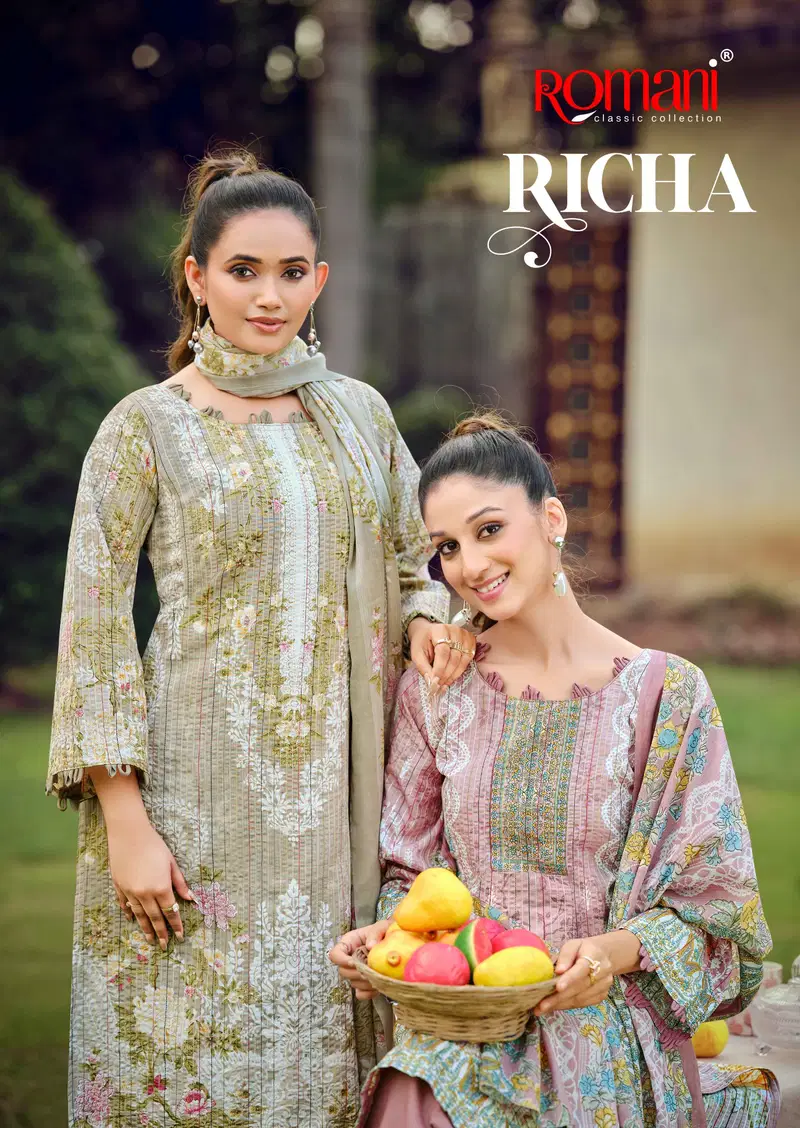 Romani Richa Cotton Digital Print With Embroidery Work Dress Material