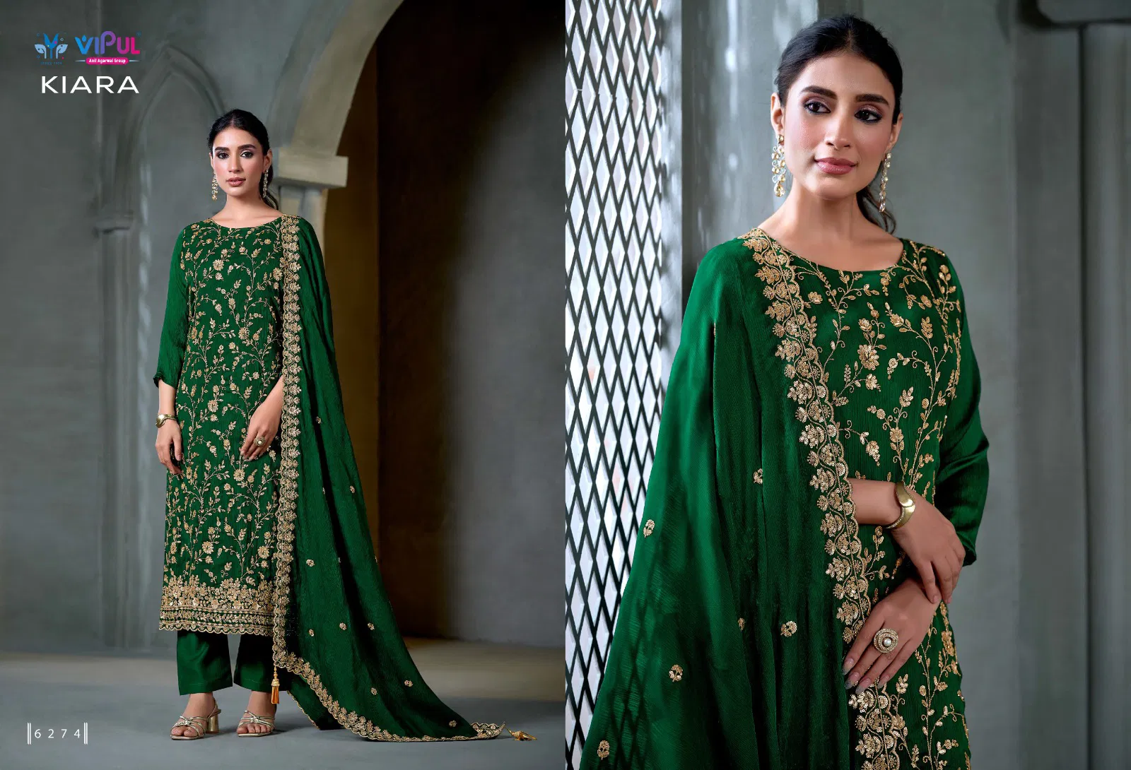 Vipul Kiara Soft Satin Chiffon Hand Work Salwar Kameez