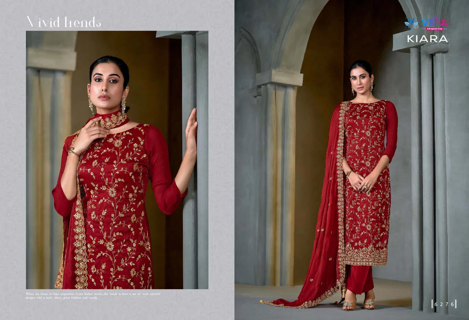 Vipul Kiara Soft Satin Chiffon Hand Work Salwar Kameez