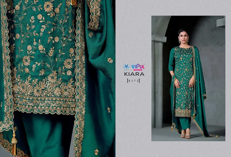 Vipul Kiara Soft Satin Chiffon Hand Work Salwar Kameez