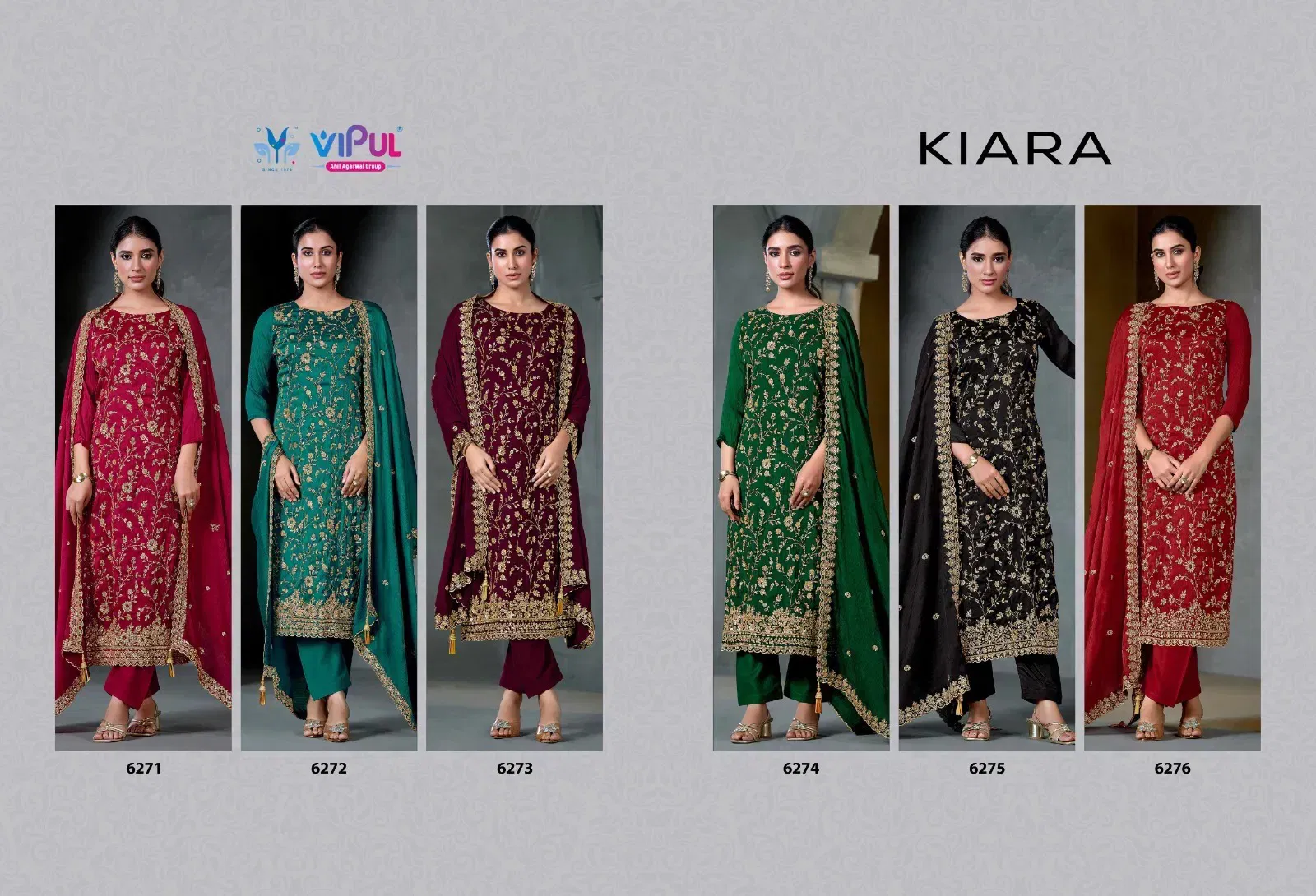 Vipul Kiara Soft Satin Chiffon Hand Work Salwar Kameez