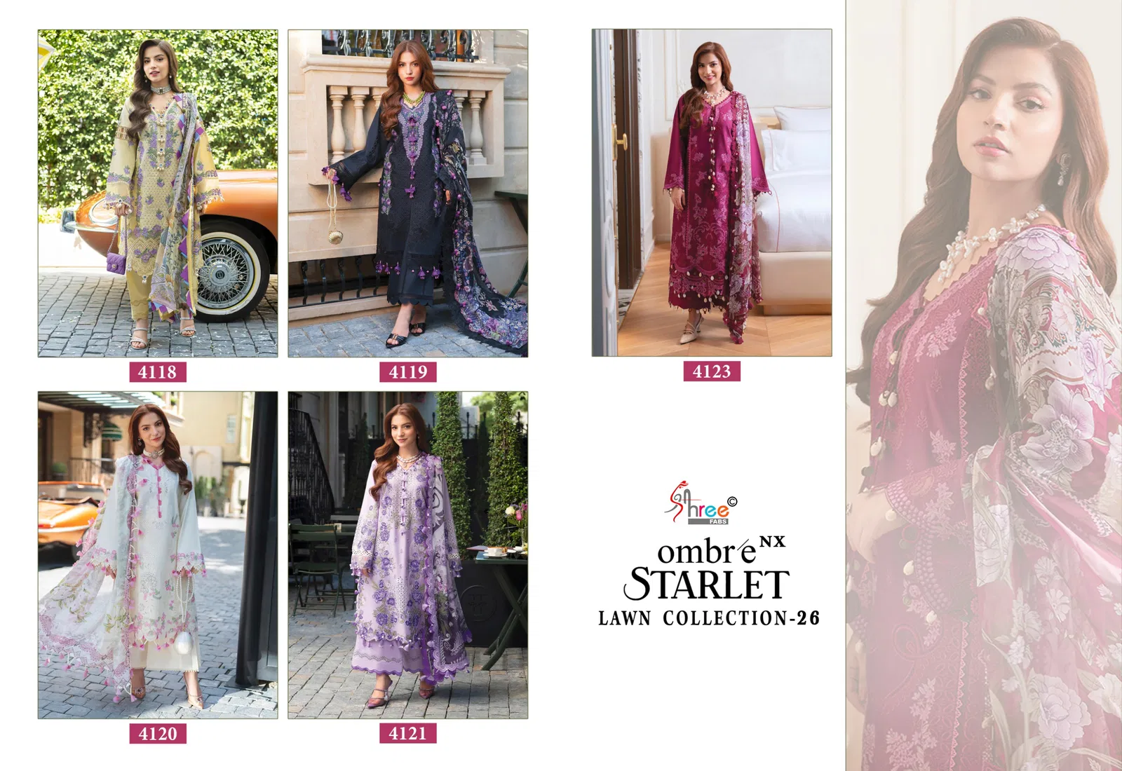 Shree Ombre Starlet Lawn Collection Vol 26 Nx Cotton Dupatta Pakistani Suits