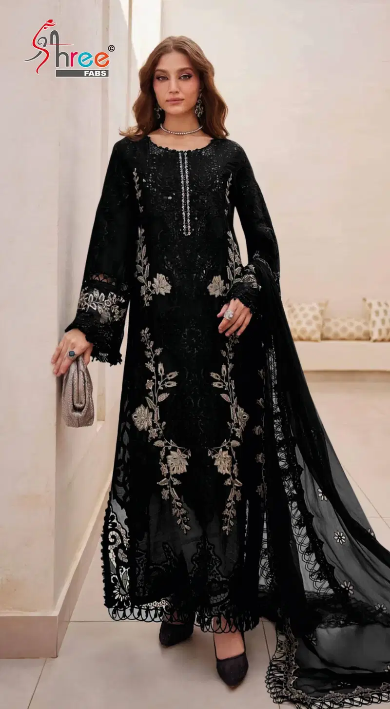 Shree 2198 A To D Chiffon With Embroidery Work Pakistani Salwar Kameez