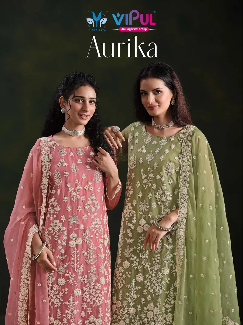 Vipul Aurika Crinkle Chiffon Embroidered Salwar Kameez