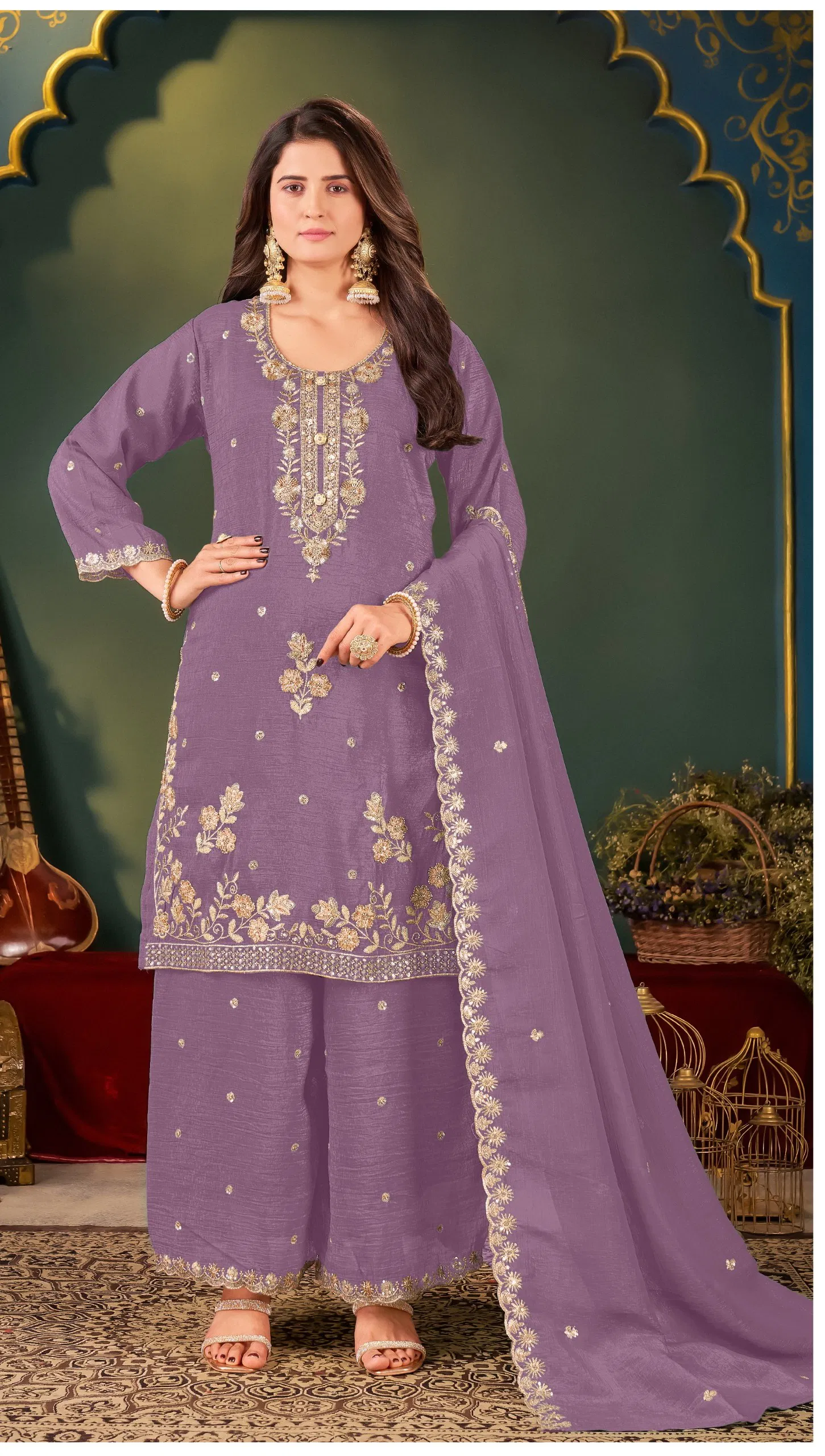 Khas 4495 A To D Cosmos Silk With Beads Work Pakistani Salwar Kameez