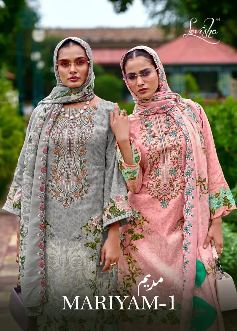 Levisha Mariyam Vol 1 Cambric Cotton With Embroidery Dress Material