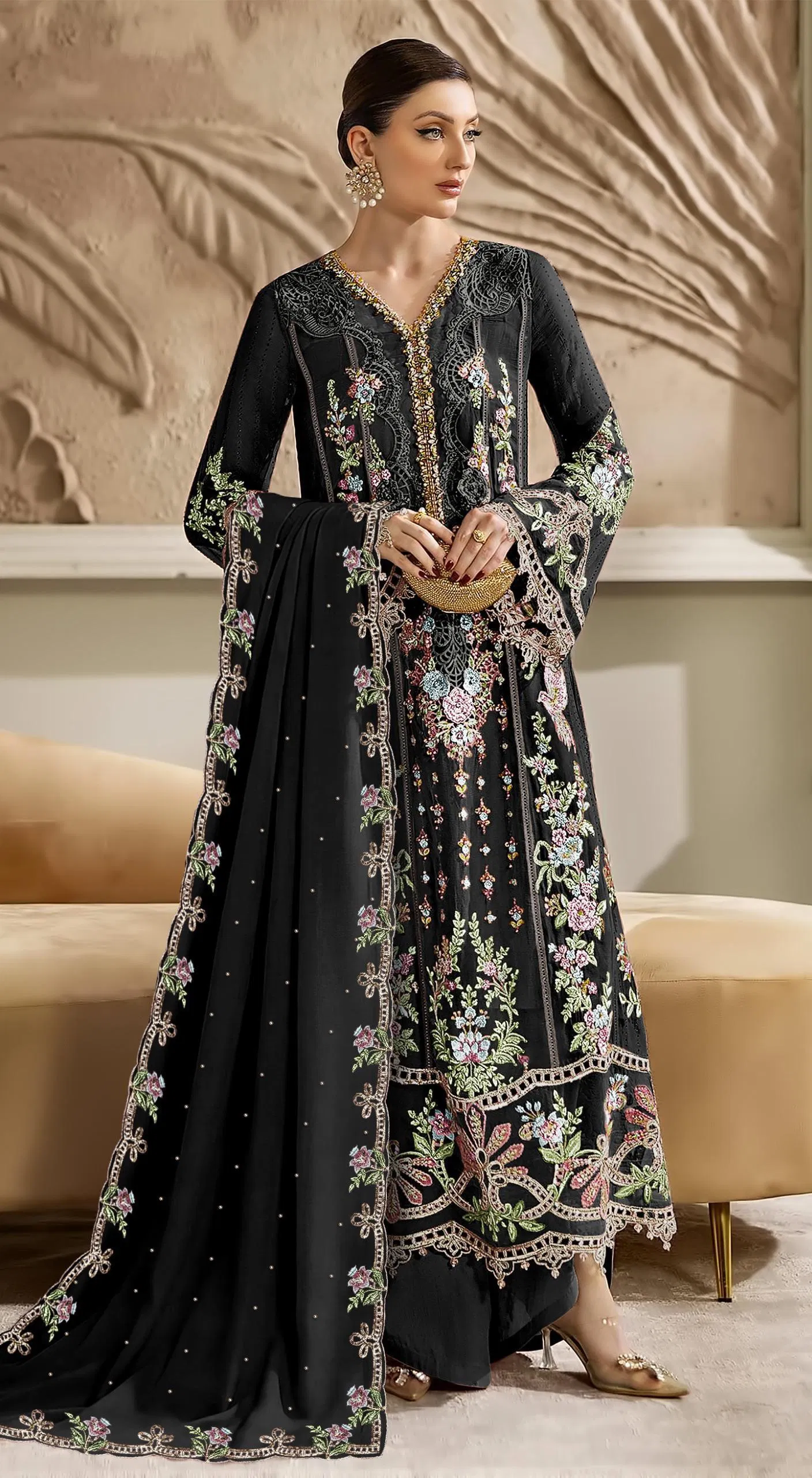 Shree Sr 2145 Chiffon With Khatli Work Pakistani Salwar Kameez