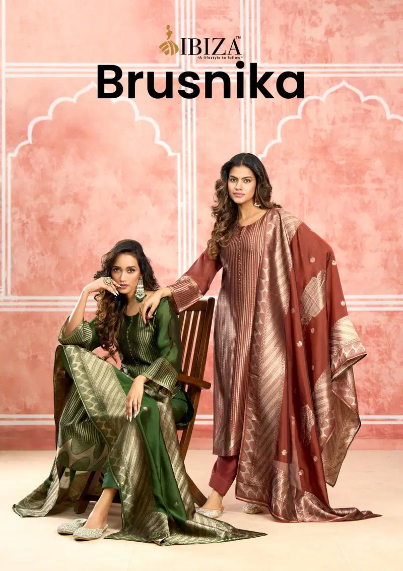 Ibiza Brusnika Banglory Silk With Hnadwork Salwar Kameez
