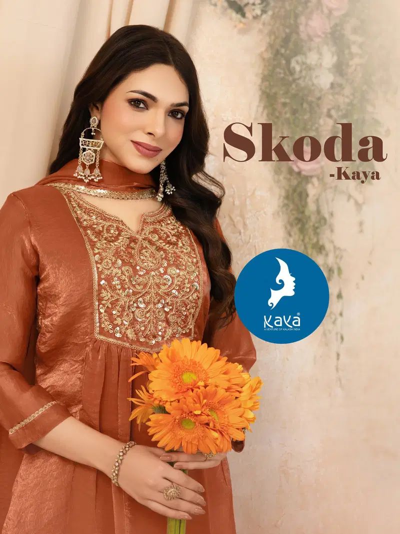 Kaya Skoda Fandy Silk With Work Festival Wear Kurti Pant And Dupatta